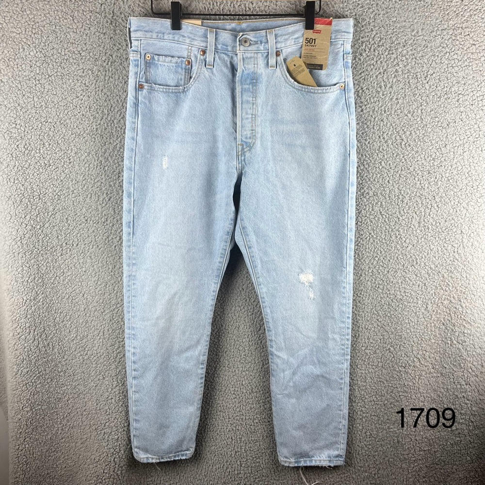 Levi’s 501 S Women’s 31x28 Light Wash‎ Button-fly Skinny Distressed Jeans NWT